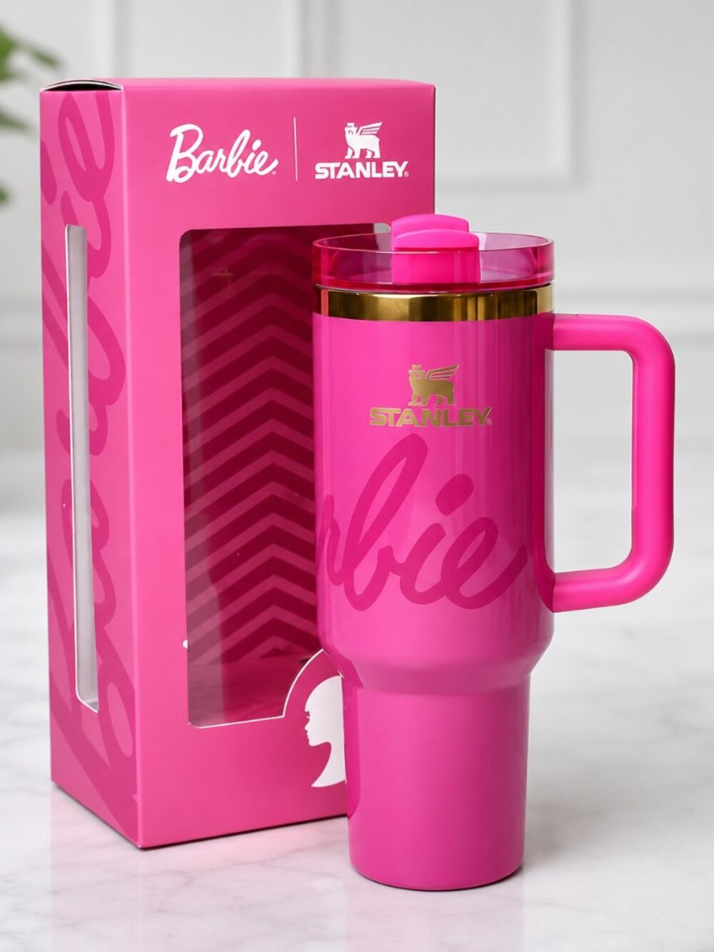 Barbie x Stanley 40 oz Tumbler Pink Quencher Insulated Cup with Handle